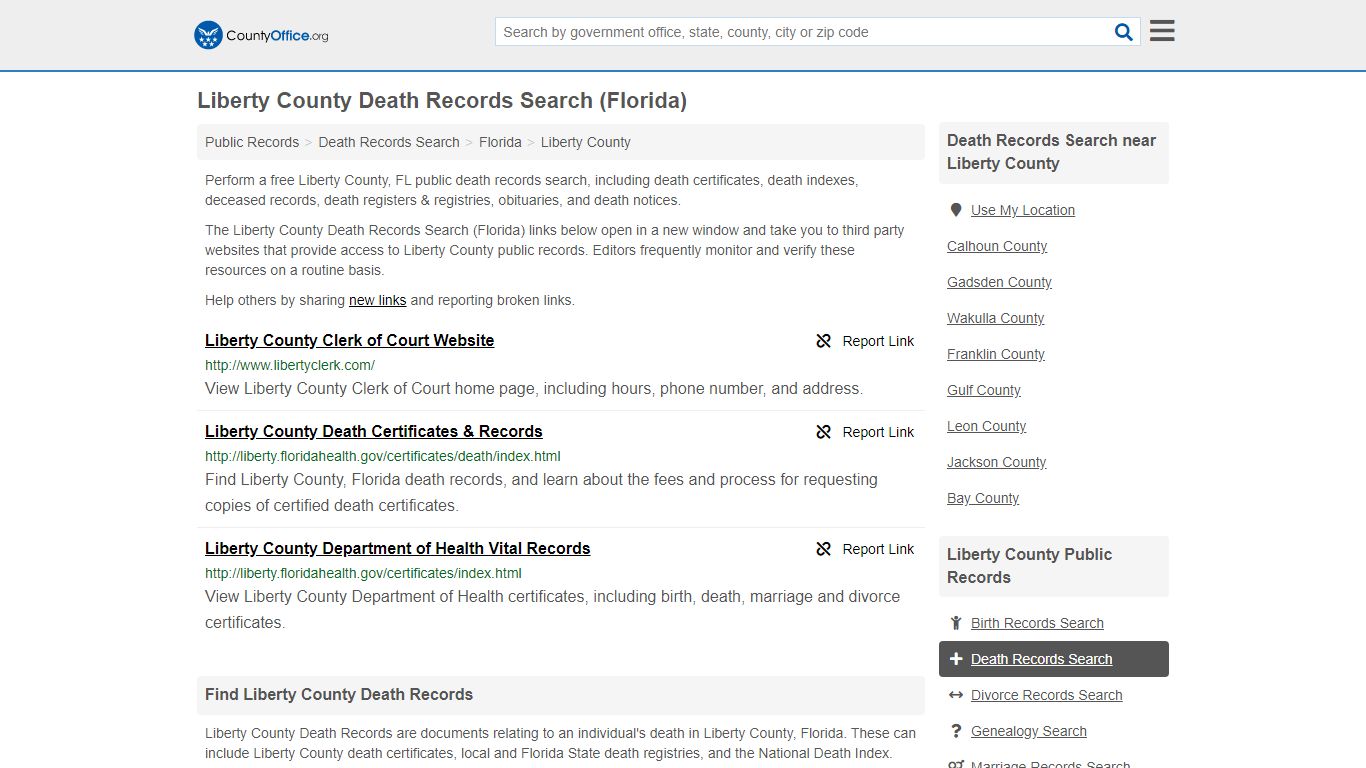 Death Records Search - Liberty County, FL (Death ...