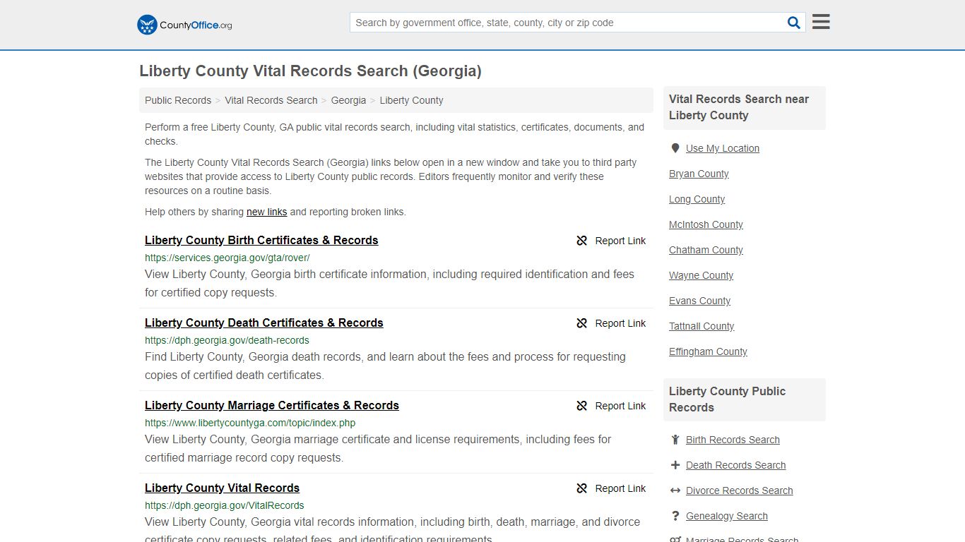 Vital Records Search - Liberty County, GA (Birth, Death ...