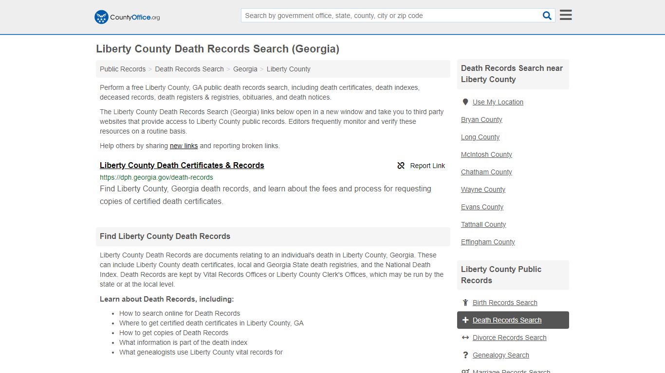 Death Records Search - Liberty County, GA (Death ...