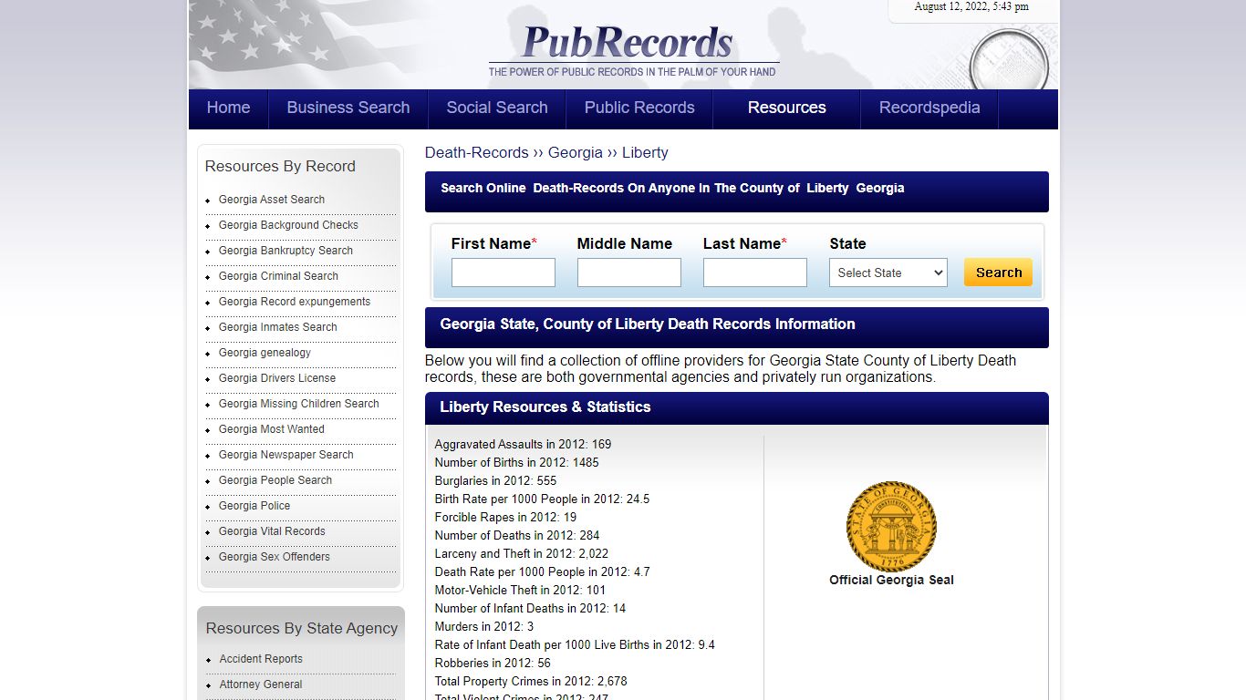 Liberty County, Georgia Death Records